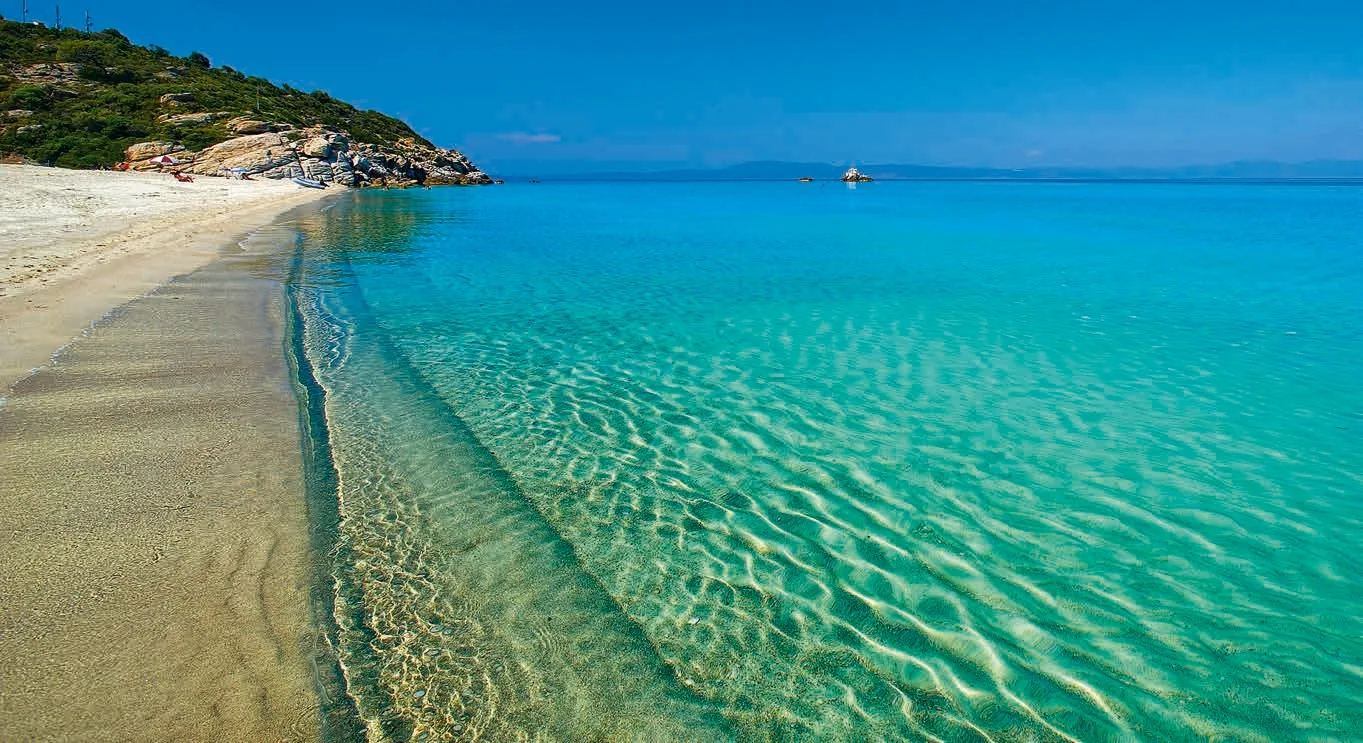 Sandy beach and clear water in Halkidiki