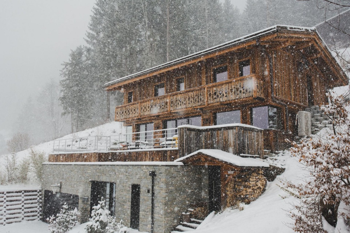 Chalet by the slope at the ski resorts, in France